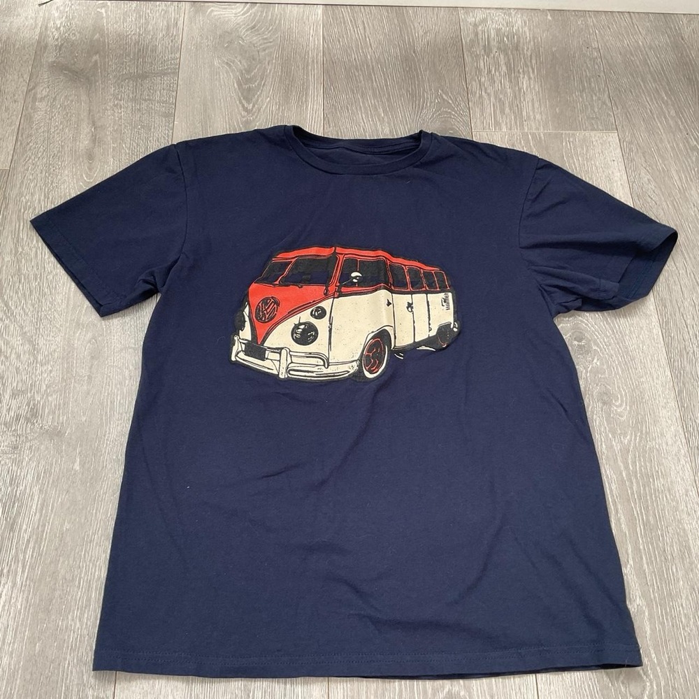 Volkswagen VW Van Graphic T-Shirt Mens Small Navy Blue Vintage Bus Short Sleeve